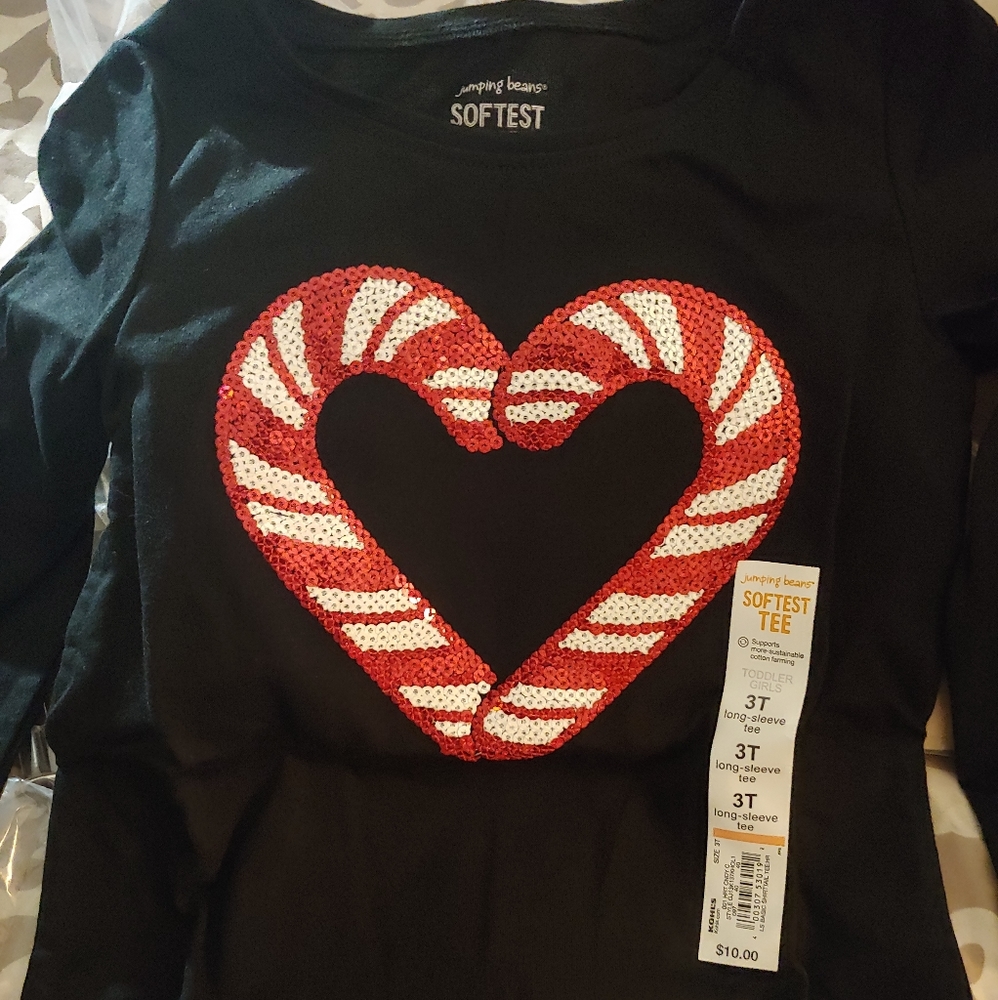 Jumping Beans NWT Candy Cane Long Sleeve Soft Tee